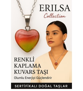 Sertifikalı Renkli Kaplama Kuvars Taşı Kolye (Yeşil Kırmızı) – Enerji Canlandırıcı ve Ruhsal Koruma (Çok Renkli)
