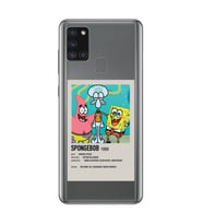 Samsung Galaxy A21S Uyumlu Sunger Bob Minimalist Poster Desenli Şeffaf Telefon Kılıfı