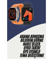 Akıllı Saat Kordon Hediyeli Güçlü Batarya Kapasiteli Titreşimli Bildirim Görme Unisex