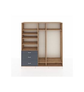 Hyperion Dolap 9 Raflı 3 Çekmeceli 3 Askılı 220x44x243 Çam-Çam/Antrasit