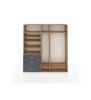 Hyperion Dolap 9 Raflı 3 Çekmeceli 3 Askılı 220x44x243 Çam-Çam/Antrasit