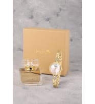 Polo Air Vintage Kadın Kol Saati 55 ml Parfüm Hediyelik Kutusunda Set Gold Pembe Renk ST-2202S3