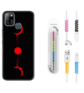 INFINIX Smart 4 5 6 Zero 8 S5 Pro Kılıf Kablo Koruma Spiral Silikon Red Moon 1710