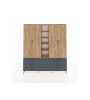 Arges Dolap 9 Raflı 10 Çekmeceli 2 Askılı 220x30x243 Çam-Çam/Antrasit