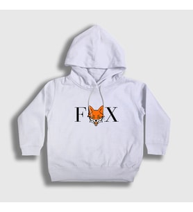 Presmono Unisex Çocuk Beyaz Logo Fox Tilki Kapüşonlu Sweatshirt 367932tt