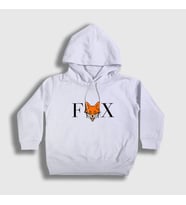 Presmono Unisex Çocuk Beyaz Logo Fox Tilki Kapüşonlu Sweatshirt 367932tt