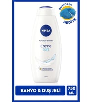 Creme Soft Kremsi Dokunuş Duş Jeli 750ml, Badem Yağı, C Vitamini, Banyo Lifi Hediye, Avantajlı Paket