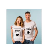 Çift Kişilik Tişört Kişiye Özel Baskı Sevgili T-Shirt (Her iki bedeni de tek tek sepete ekleyiniz) (Beyaz)