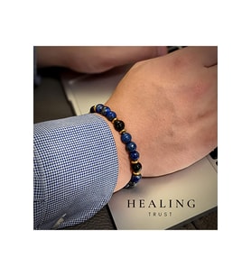 Erkek - Lapis Lazuli - Oniks - Hematit Doğal Taşlı Şık Tasarım Bileklik  Handcrafted