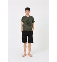 Akbeniz Erkek Genç Garson Boy Kısa Kol Haki Penye Şortlu Pijama Takımı 20377