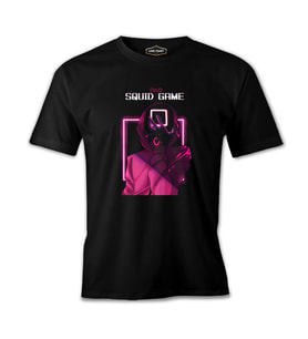 Squid Game - Maske Kare Siyah Erkek Tshirt