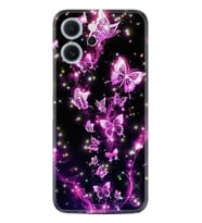 Oppo Reno 14F Kılıf Boutique Baskılı Resimli Pembe Neon Kelebekler Pcode -100