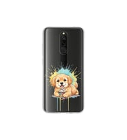 Redmi 8 ile Uyumlu Splash Köpek Tasarımlı Şeffaf Silikon Kılıf