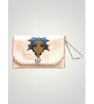 Vegan Deri Portföy/Clutch Tasarım Çanta - Krem Renk - Boyutları 17/26 (Çok Renkli)
