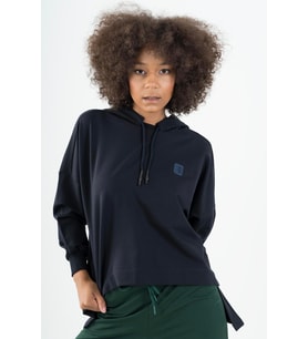 Maraton Oversize Kadın Kapüşonlu Lacivert Sweatshirt
