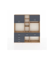 Arges Gardrop 11 Raflı 6 Çekmeceli 4 Kapaklı 220x30x243 Çam-Antrasit