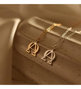 Kişiye Özel 925 Ayar Gümüş Alpha Omega Sembol Kolye (Gold)