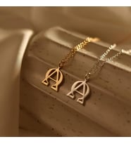 Kişiye Özel 925 Ayar Gümüş Alpha Omega Sembol Kolye (Gold)