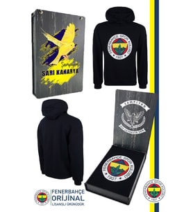 Fenerbahçe Orijinal Lisanslı Logolu Lacivert Kapüşonlu Sweat Ahşap Kutulu
