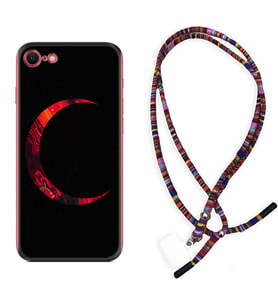Apple iPhone 5 6 7 8 Plus Se XR Kılıf Boyun Asklı Rasta Silikon Red Moons 1747