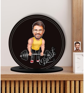 Kişiye Özel Karikatürlü Halterci - Sporcu Ahşap Plak - Biblo