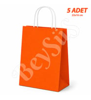 22x16 cm Hediyelik Kağıt Çanta Turuncu 5 Adet
