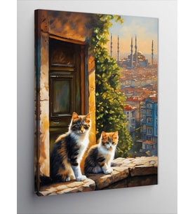 Kanvas Tablo İstanbul Ve Yavru Kediler