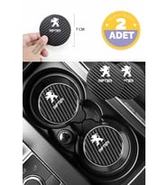 Peugeot Rifter Karbon 7 cm Bardak Altlığı Peugeot Rifter Amblemli Dayanıklı ve Şık 2 Adet