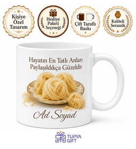 Pişmaniye Temalı Baskılı Kupa Bardak Hediye Özel Tasarım Porselen Mug