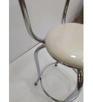 Sandalye 12763 BAR Tipi Yüksek Model 4ad KREM Suni deri döşem nikelaj El Yapım (Krom)