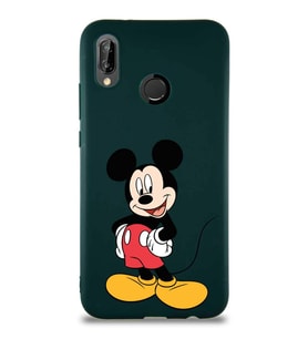 Huawei P20 Lite Soft Premier Kapak Mickey Mouse-E Tasarımlı Silikon Kılıf - Yeşil (Şeffaf)
