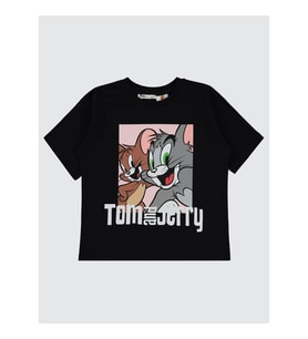 Tom And Jerry Kız Çocuk Tişört 6-9 Yaş Siyah