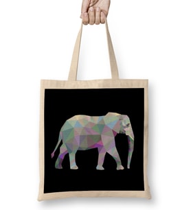 Geometric Animal Elephant Bez Çanta Uzun Saplı