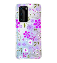Huawei P40 Pro Uyumlu Kapak Flowers Tasarımlı Şeffaf Silikon Kılıf