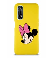 Realme 7 Soft Premier Kapak Minnie Mouse-B Tasarımlı Silikon Kılıf - Sarı (Şeffaf)