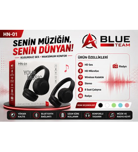 HN01 SİYAH KAFA ÜSTÜ BLUETOOTH KULAKLIK