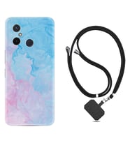 Xiaomi Redmi 12C Kılıf Resimli Boyun Askılı İpli Desenli Silikon Pink Blue Abstract 1385