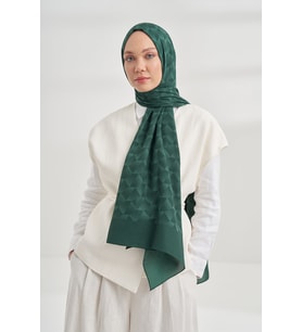 Armanda Cotton Monogram Geometrik Desen Şal 3120 (Zümrüt Yeşili)