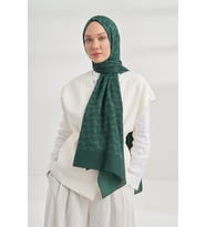 Armanda Cotton Monogram Geometrik Desen Şal 3120 (Zümrüt Yeşili)