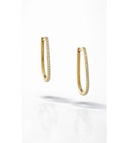 İnce Oval Taşlı Gold Halka Küpe