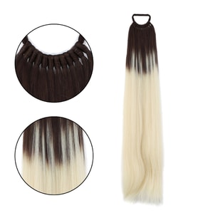 Lastik Tokalı At Kuyruğu Düz / Kumral / Platin Ombre