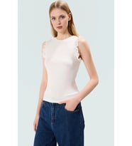 Kadın Bisiklet Yaka Fitted Örme Bluz Regular Boy Günlük Kullanım İçin Seçkin Malzeme (Ekru)