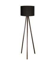 3 Ayaklı Lambader Tripod Ayak Üç Ayaklı Abajur Yuvarlak Kumaş Siyah Başlık Kahverengi Ayak