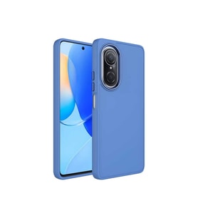 Huawei Nova 9 SE Uyumlu Kılıf Metal Çerçeve ve Buton Tasarımlı Silikon Zore Luna Kapak (Koyu Lila)
