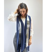 PENYE PUANTİYELİ KADIN FULAR ŞAL 140X60 CM (Mavi)