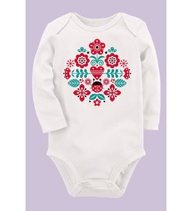 Organik Baskılı Pamuklu Unisex Bebek Body UZUNE220