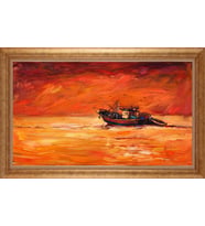Çerçeveli Paspartulu Manzara Tablo bm1982 (Gold)