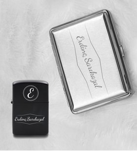 Kişiye Özel Metal Gümüş Renk Tabaka & Zippo Tarzı Çakmak Hediye Seti