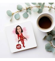 Kişiye Özel Karikatürlü Aksiyon Seven Kız Kostümlü Bardak Altlığı