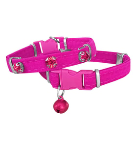 Markapet Kadife Kedi Boyun Tasması Taşlı 20-32 cm Pembe